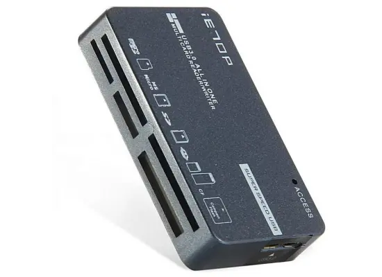 670e81b290cf3553b9af12cf89c3acb1-550x400-1.webp iETOP C3-08 6-in-1 USB 3.2 Memory Card Reader CF SD TF MS M2 XD Slot for PC Laptop CR118BK