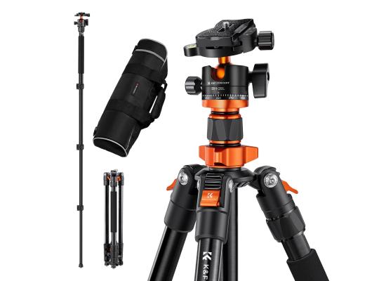 719o1q8lqfL-550x400-1.jpg K@F CONCEPT TRIPOD Aluminum 4-Section Tripod Load Capacity 10kg O254A1+BH-28L