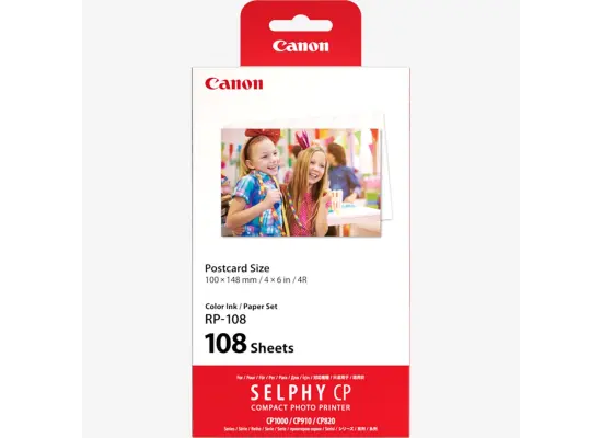 8568B001_RP-108_01-550x400-1.webp Canon RP-108 Color Ink + 100 x 148 mm Paper Set, 108 Sheets
