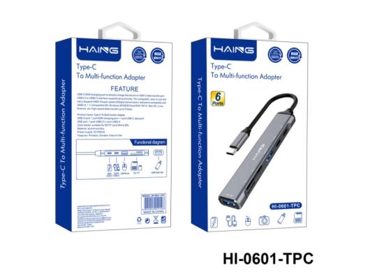 HAING HI-0601-TPC Type-C to 6 Port Multifunction Adapter