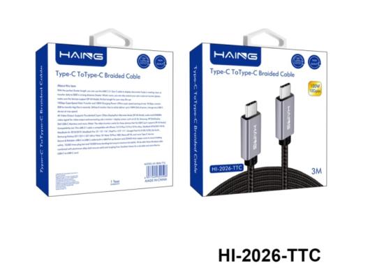 HI-2026-TTC-550x400-1.jpg HAING HI-2026-TTC Type-C to Type-C Braided Cable 3M 100W