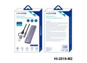 HAING HI-2819-M2 Aluminum NVME M.2 Dual-Protocol USB 3.1 & Type-C SSD Enclosure 10 Gbps