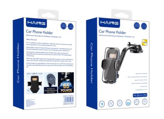 HI-3014-CPH-550x400-1.jpg HAING HI-3014-CPH 2 in 1 Car Phone Holder Multi-Function Phone Stand for Dashboard/Windshield/Vent