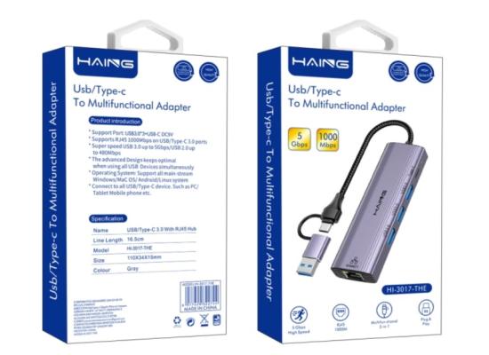 HI-3017-THE-550x400-1.jpg HAING HI-3017-THE 5 in 1 Usb/Type C To Multifunctional Adapter