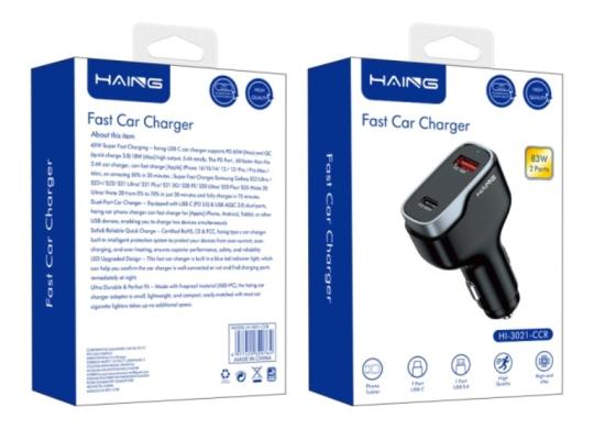 HI-3021-CCR-550x400-1.jpg HAING HI-3021-CCR Fast Car Charger 2 Ports 83W