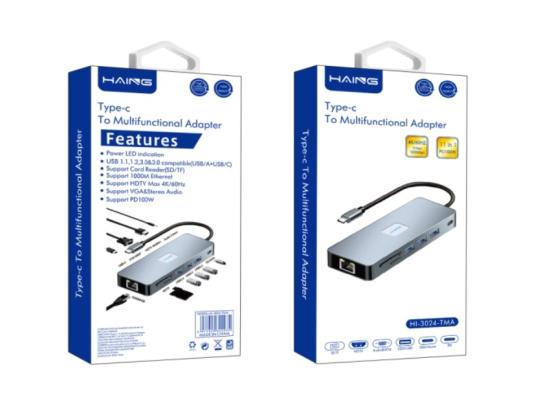 HI-3024-TMA-550x400-1.jpg HAING HI-3024-TMA 11 in 1 Type-c To Multifunctional Adapter