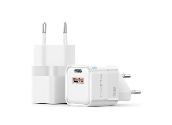 HI-A123-1-550x400-1.jpg HAING HI-A123 2 Port USB Type-C GaN Fast Charger EU 20W