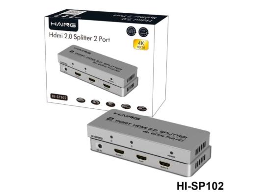 HI-SP102-4-550x400-1.jpg HAING HI-SP102 4Kx2K HDMI Splitter 1x2 1 in 2 out 4K with UHD Splitter 2.0V W 12V 1A Power Adapter