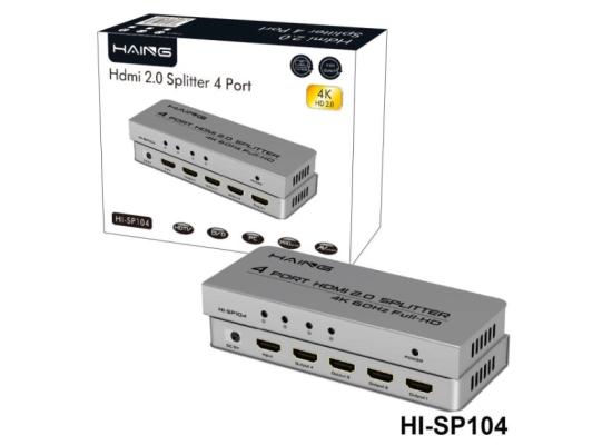 HI-SP104-5-550x400-1.jpg HAING HI-SP104 4Kx2K HDMI Splitter 1x4 1 in 4 out 4K with UHD Splitter 2.0V W 12V 1A Power Adapter