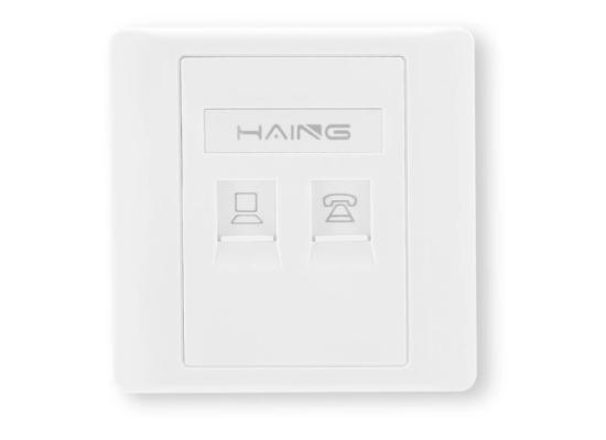 HI-WP01-1-550x400-1.jpg HAING HI-WP01 RJ45 Dual Port Faceplate 8.6x8.6cm with PP BAG