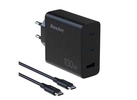 HKC10020050-0B3-550x400-1.jpg Huntkey 100W GaN PD Wall Charger 2 Pin Plug with Type-C Cable