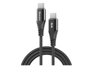 HKCCC501501-550x400-1.jpg Huntkey HKCCC501501 100W 5A USB-C to USB-C 5A Fast Charging Data Cable 1.5M -Blac