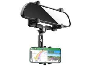 360 Rotatable Rearview Mirror Mount Clip Car Mobile Cell Phone Holder Stand