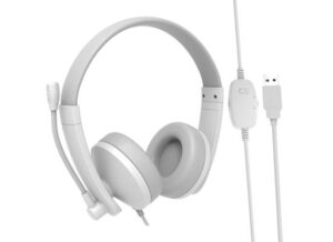 Meetion HP003U USB Telephony Headset with Microphone & Volume Control -White
