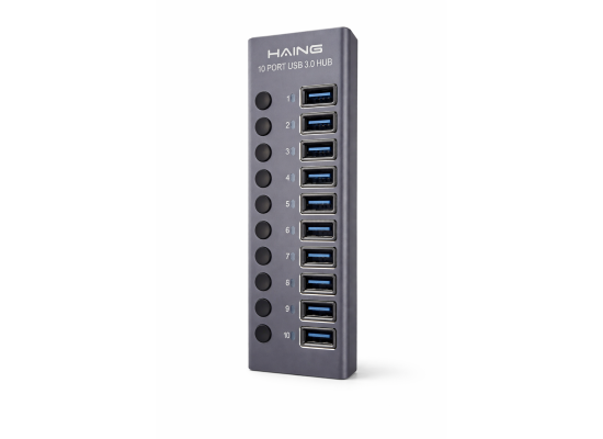 HUB-985A-550x400-1.png HAING HUB-985A Aluminum 10 Port USB 3.0 Hub with Power 72W
