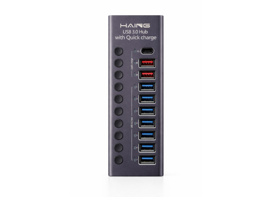 HUB-985C-1-550x400-1.png HAING HUB-985C Aluminum 10 Port USB 3.0 Type-C Hub with Power 72W