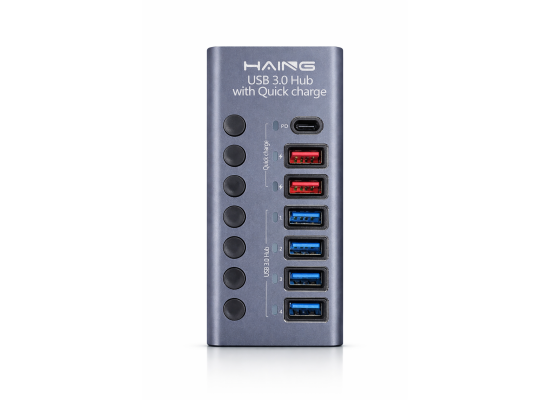 HUB-985D-550x400-1.png HAING HUB-985D Aluminum USB 3.0 Type-C Hub with Power 36W