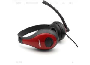 KOMC KM-520 Black Red Over Ear Headphones with Mic for Extraordinary Hearing Experience