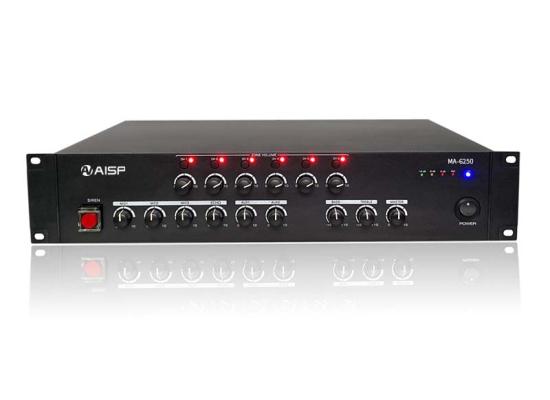AISP MA-6250 6 Zone Mixer Amplifier with Siren 250W