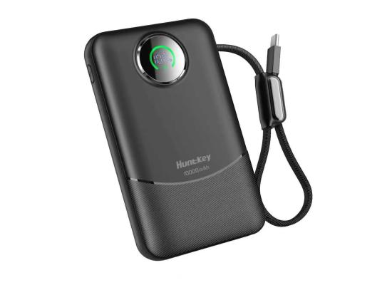 Huntkey PL03-10K 10000mAh Power Bank with Built-in USB-C Cable 22.5W -Black