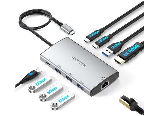 RSH-T09-550x400-1.jpg RSHTECH RSH-T09 9 in 1 Type-C Hub with 4K HDMI 10Gbps USB-3.2 Ports