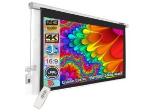 Motorized Projector Screen Wall Mount (2mx2m) with Remote