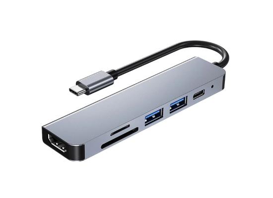 TYPEC-6IN1-550x400-1.jpg 6 in 1 Multifunctional Type-C to HDTV USB SD TF Adapter Hub