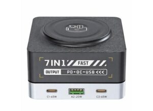 7-IN-1 WLX-R8C Magnetic Wireless Smart Multi-Port Desktop Charger 80W