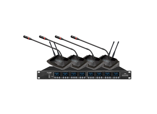 WM-6218-550x400-1.png AISP WM-6218 8 Channel UHF Wireless Conference Microphone